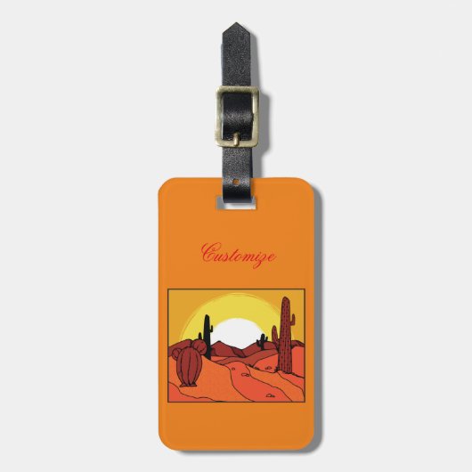 Wüsten-Kaktus-Sonnenuntergang Thunder_Cove Gepäckanhänger (Vorderseite vertikal)