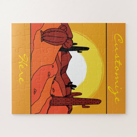 Wüsten-Kaktus-Sonnenuntergang Thunder_Cove Puzzle (Horizontal)