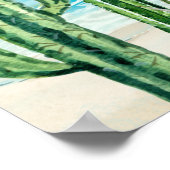 Wüsten-Kaktus-Strand-Meer-Landschaft Aquarell Poster (Ecke)