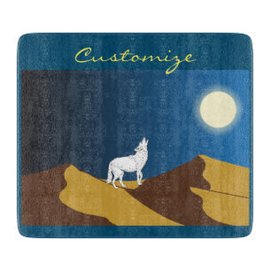 Wüsten-Kojote, der Vollmond Thunder_Cove L heult Schneidebrett