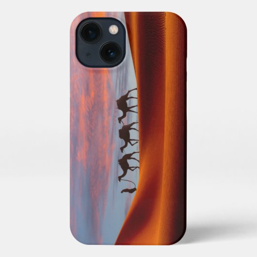 Wüsten | Mann und Kamele in den Sanddünen iPhone Hülle (Rückseite)