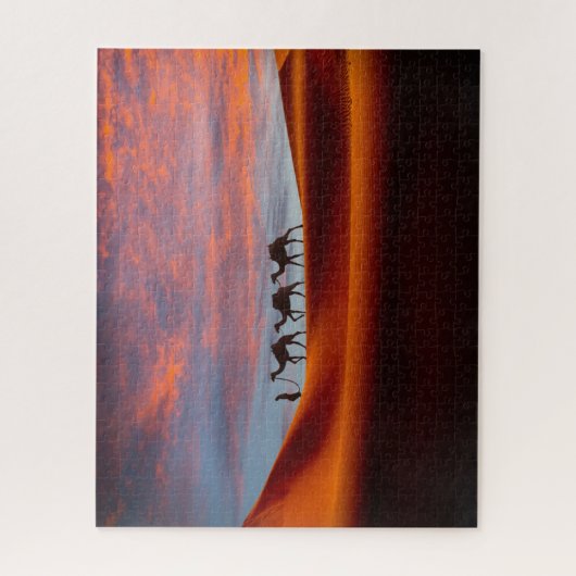 Wüsten | Mann und Kamele in den Sanddünen Puzzle (Vertikal)