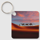 Wüsten | Mann und Kamele in den Sanddünen Schlüsselanhänger (Vorderseite)