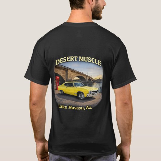 Wüsten-Muskel-Retro-Autodesign T-Shirt (Rückseite)