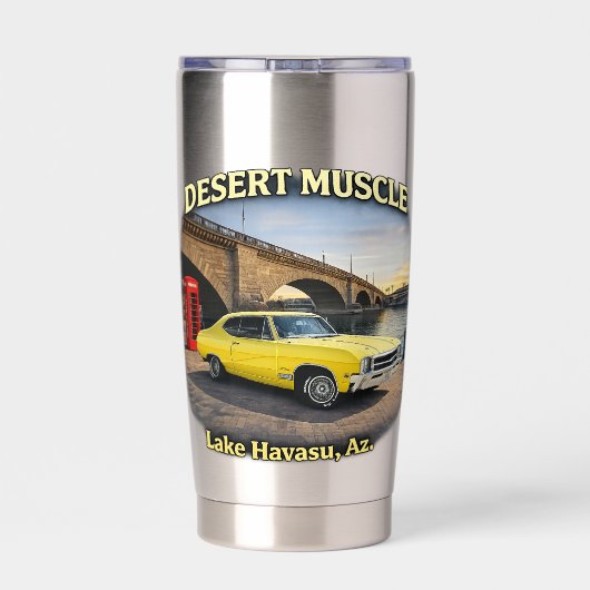 Wüsten-Muskel-Retro-Autodesign Thermobecher (Rückseite)