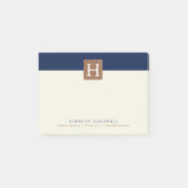 Wüsten-Nachtfarbaufgeteiltes mutiges Monogramm Post-it Klebezettel (Vorderseite)