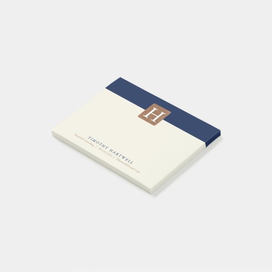 Wüsten-Nachtfarbaufgeteiltes mutiges Monogramm Post-it Klebezettel (angewinkelt)