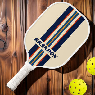 Wüsten-Retro-Regenbogen-Rally-Streifen mit Namen Pickleball Schläger