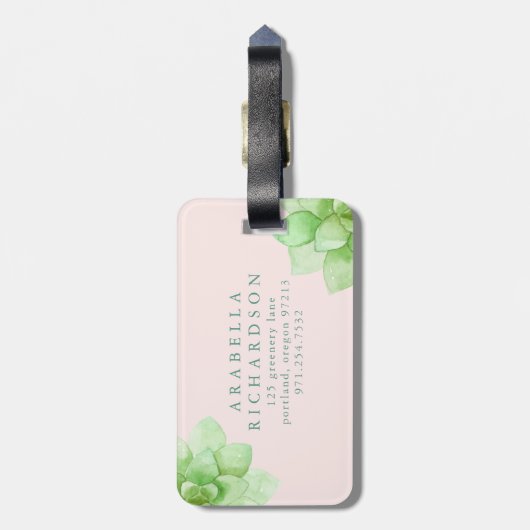 Wüsten-rosa saftige Blumen Gepäckanhänger (Rückseite vertikal)