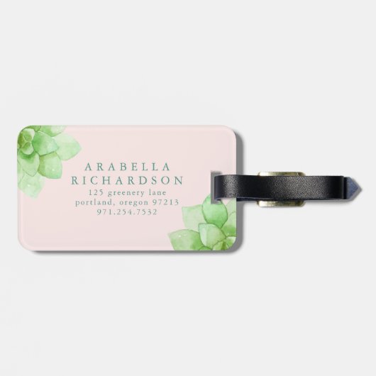 Wüsten-rosa saftige Blumen Gepäckanhänger (Rückseite horizontal)