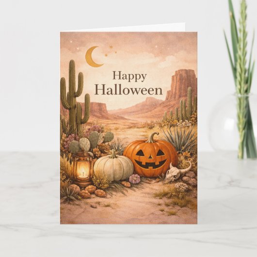 Wüsten-Sage-Kaktus-Halloween Karte (Vorderseite)