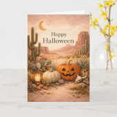 Wüsten-Sage-Kaktus-Halloween Karte (Gelbe Blume)