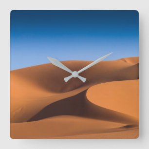 Wüsten Sanddünen bei Illizi, Südalgerien Quadratische Wanduhr