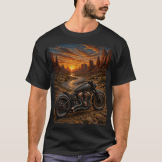 Wüsten-Sonnenuntergang-Bobber-Mosaik-Kunst T-Shirt