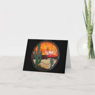 Wüsten-Sonnenuntergang-Buntglas Notecard Karte