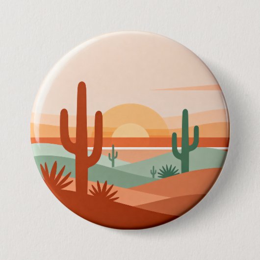 Wüsten-Sonnenuntergang-Minimalist-Emblem Button (Vorderseite)