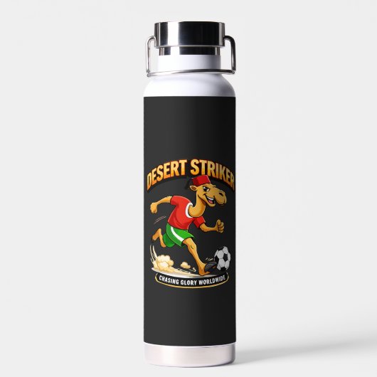 Wüsten-Stürmer Kamel-Fußball-Maskottchen - Marokko Trinkflasche (Rückseite)