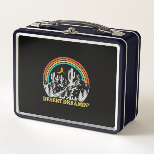 Wüsten-Träumereien Retro Vintage 70er 80er Kaktus Metall Brotdose