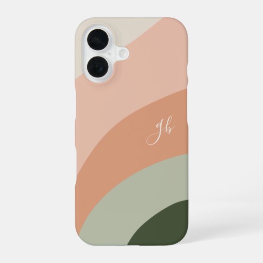 Wüsten- und Wald-Boho-Farbspiel-Monogramm iPhone 16 Hülle (Rückseite)