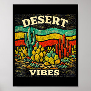 Wüsten-Vibes Retro-Kaktus-Design Outdoor Boho Poster