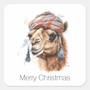 Wüsten-Weihnachtsfreude, individuell Quadratischer Aufkleber