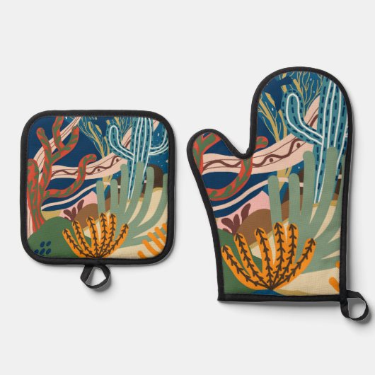 Wüstenabende Ofenhandschuh & Topflappen-Set (Vorderseite)
