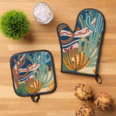 Wüstenabende Ofenhandschuh & Topflappen-Set (Oben Unten)