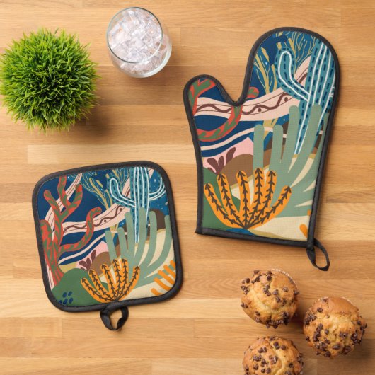 Wüstenabende Ofenhandschuh & Topflappen-Set (Oben Unten)