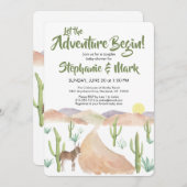 Wüstenabenteuer beginnt Sukkulent Boho Babydusche Einladung (Vorne/Hinten)