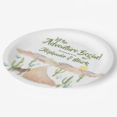 Wüstenabenteuer beginnt Sukkulent Boho Babydusche Pappteller (Schrägansicht)