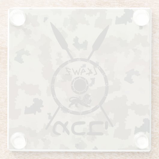 Wüstenabschirm und Speere Glasuntersetzer (Rückseite)