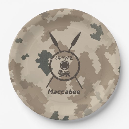 Wüstenabschirm und Speere Pappteller (Vorderseite)