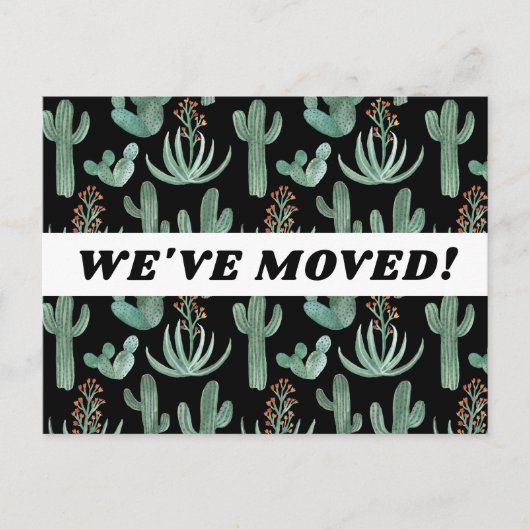 Wüstenaktuskaktus Wasserfarbe Schwarz Postkarte (Vorderseite)