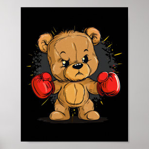 Wüstenbär mit Boxhandschuhen für Jungen und Mädche Poster