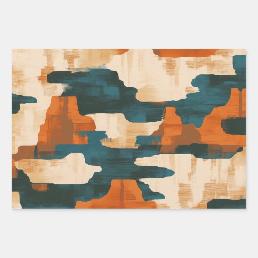 Wüstenblau und braun Abstrakter Western Geschenkpapier Set (Vorderseite 3)