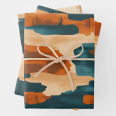 Wüstenblau und braun Abstrakter Western Geschenkpapier Set (Beispiel)