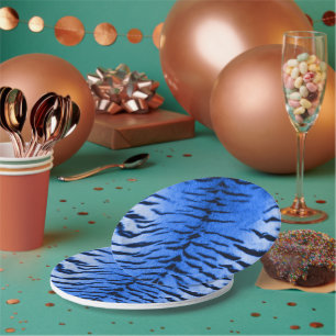 Wüstenblauer Tigerskin-Druck Pappteller
