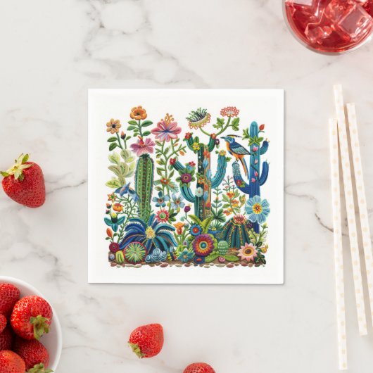 Wüstenblooms bestickt Eden Serviette (Beispiel)