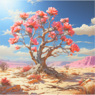 Wüstenblumenbaum Strahlende Surreale Landschaft Aufkleber
