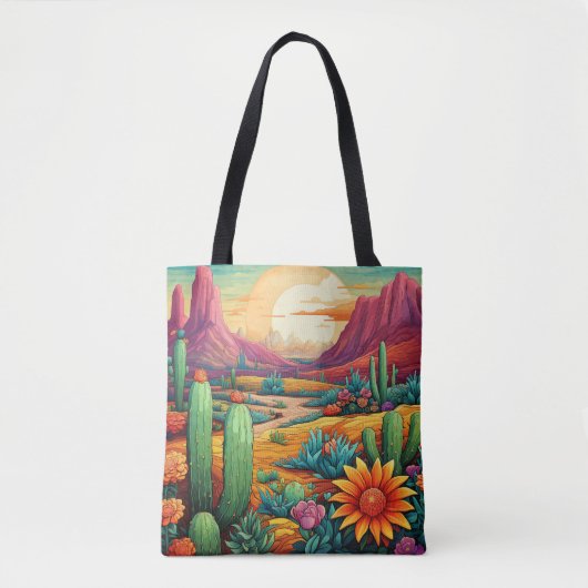 Wüstenblüte mit Kakteen und Blume Tasche (Vorderseite)