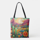 Wüstenblüte mit Kakteen und Blume Tasche (Rückseite)
