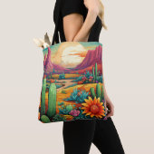 Wüstenblüte mit Kakteen und Blume Tasche (Von Nahem)