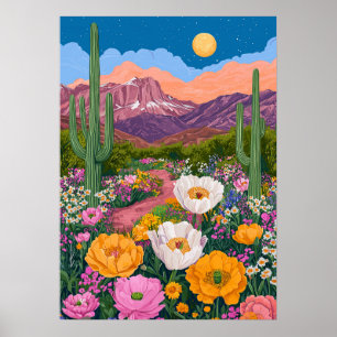 Wüstenblüte unter Mondlicht Poster