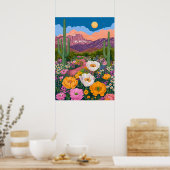 Wüstenblüte unter Mondlicht Poster (Küche)