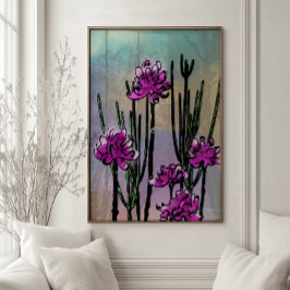 Wüstenblüten: Moderner Wasserfarben-Blumen-Kunst-D Poster