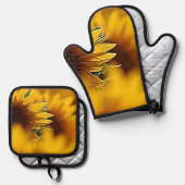 Wüstenblüten Ofenhandschuh & Topflappen-Set (Vorderseite/Rückseite)