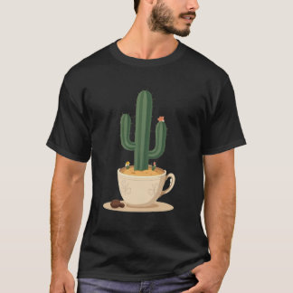 Wüstenbrauen | Saguaro-Kaktus-Kaffeetasse blüht T-Shirt