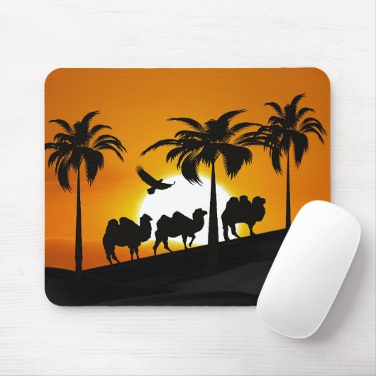 WüstenCamels bei Sonnenuntergang Mousepad (Mit Mouse)