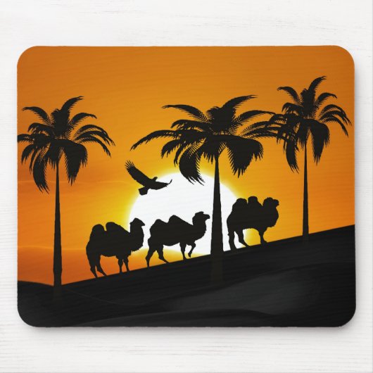 WüstenCamels bei Sonnenuntergang Mousepad (Vorne)