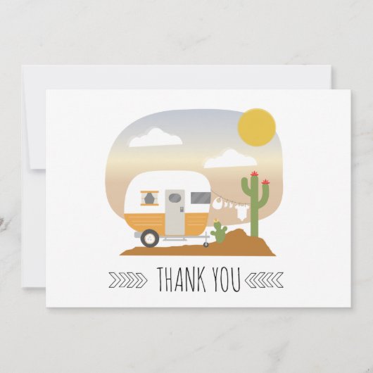 Wüstencamper Clothesline Orange Babydusche Dankeskarte (Vorderseite)